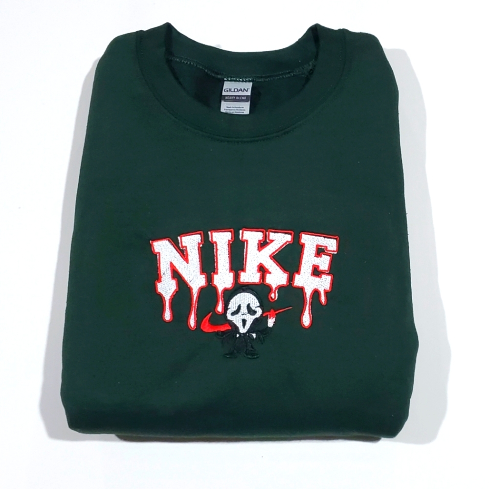 Halloween Scream Nike Inspired Embroider Custom Made Crewneck Sweatshirt